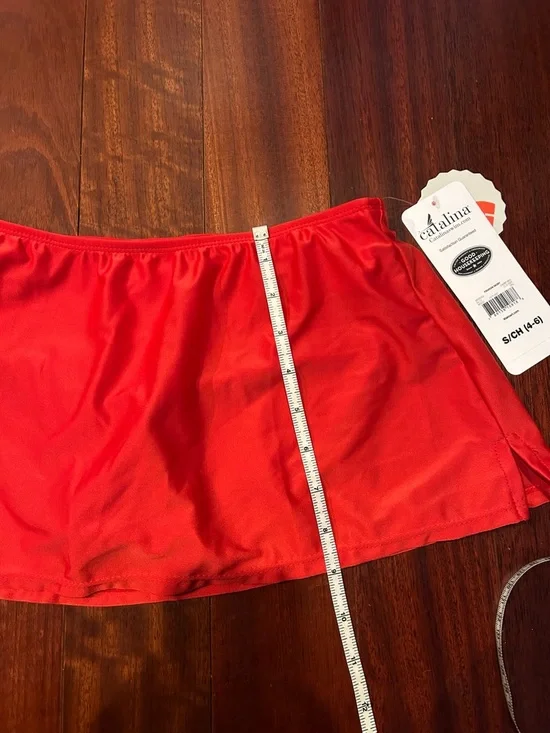 NWT Catalina Bright Red Swim Skirt Bottom Skort Small 4/6 Bathing Suit - Picture 5 of 10